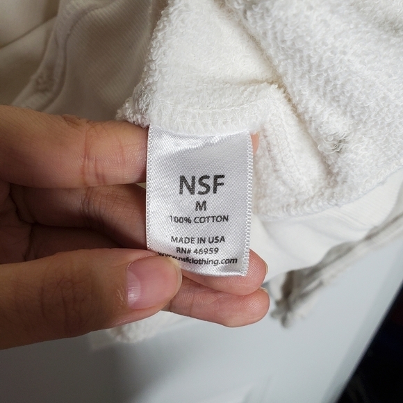 NSF White Destroyed Distressed Terry Lace Up Pullover Sweatshirt - Picture 9 of 9